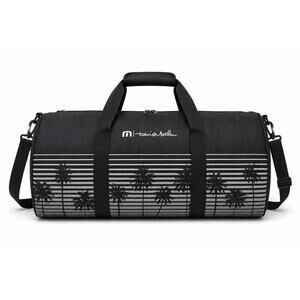 Travis Mathew Palm Stripe Duffel Bag Black Travel Gym Weekender